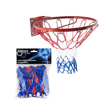Купить Сетка баскетбольная Torres, нить 4 мм, бело-сине-красная в Любиме 